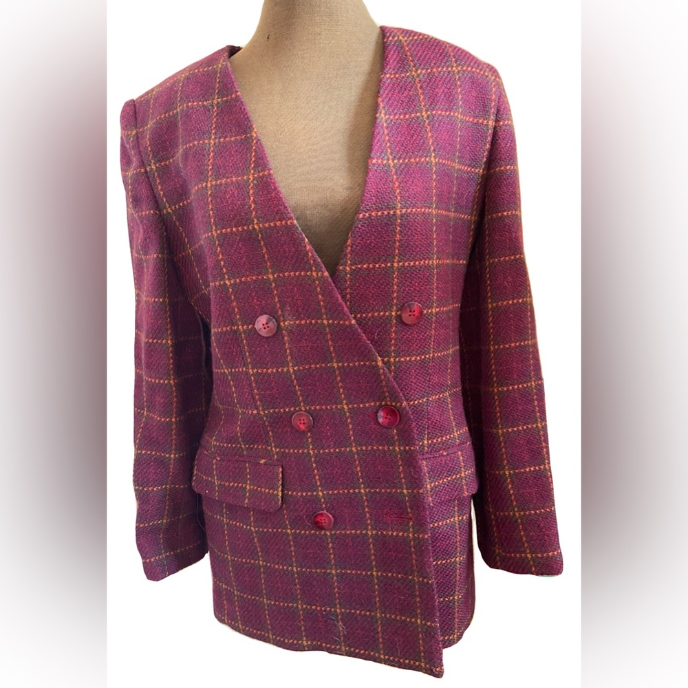 Vintage Burgundy Plaid Blazer